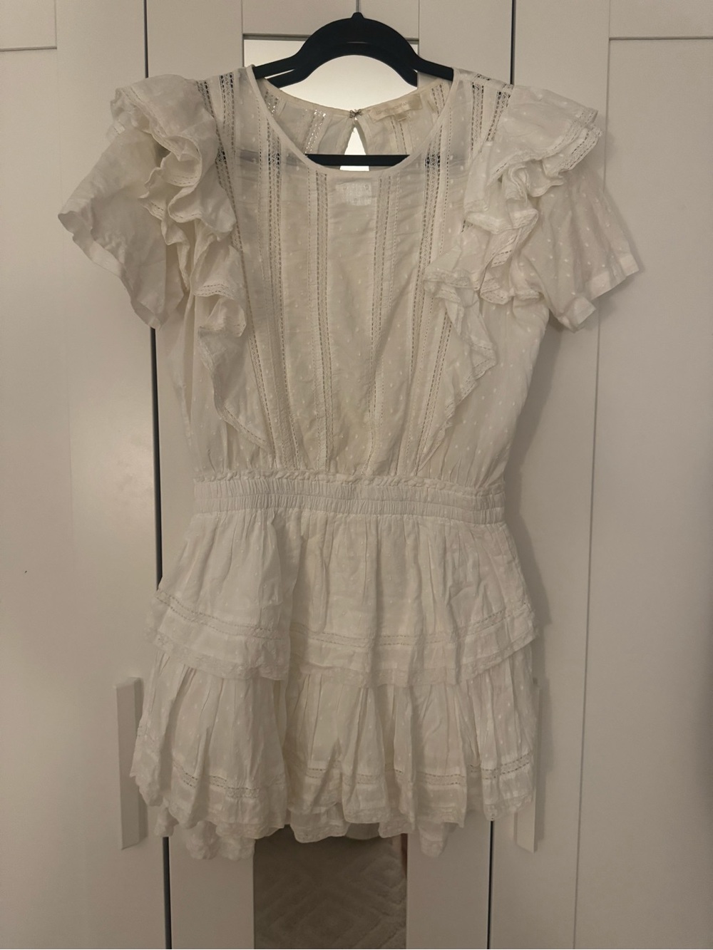 LoveShackFancy Ivory Ruffle Tiered Mini Dress